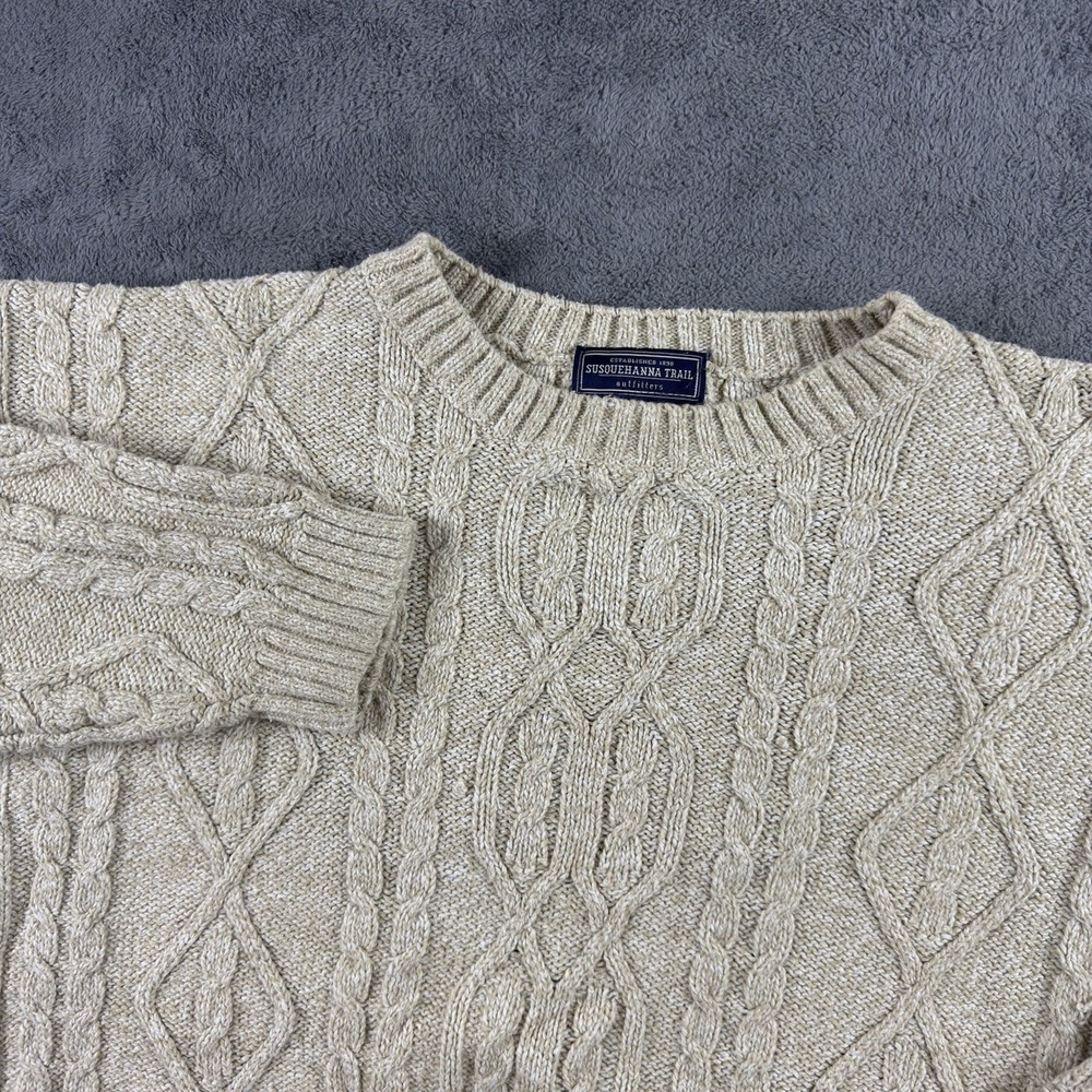 Susquehanna‎ Trail Outfitters Cable Knit Sweater Mens Size 2XL Beige Fisherman